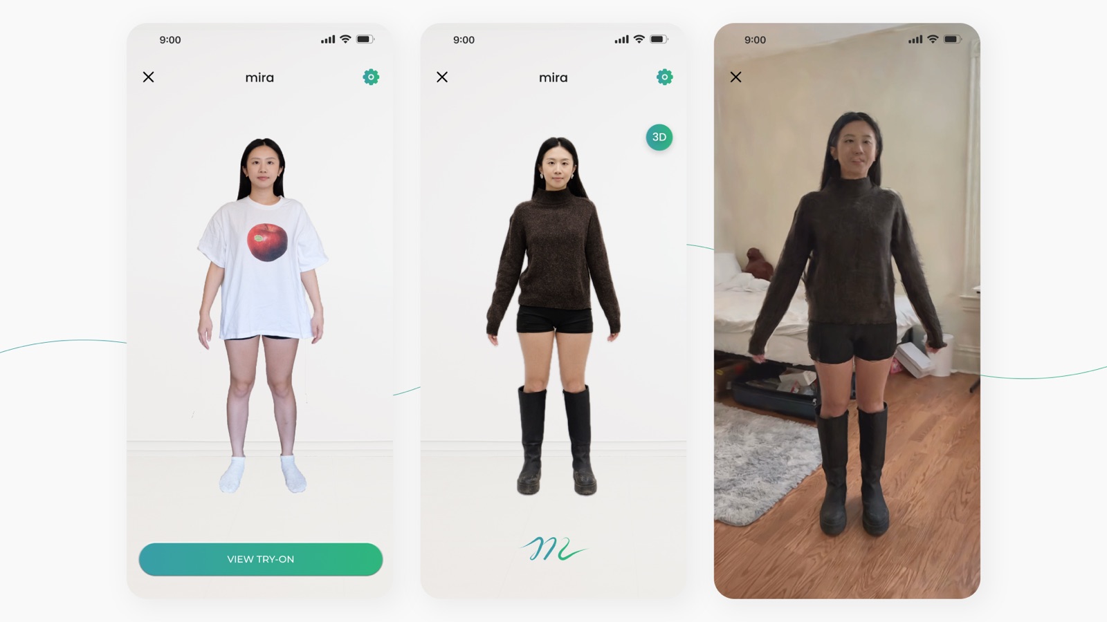 3D virtual try-on screens